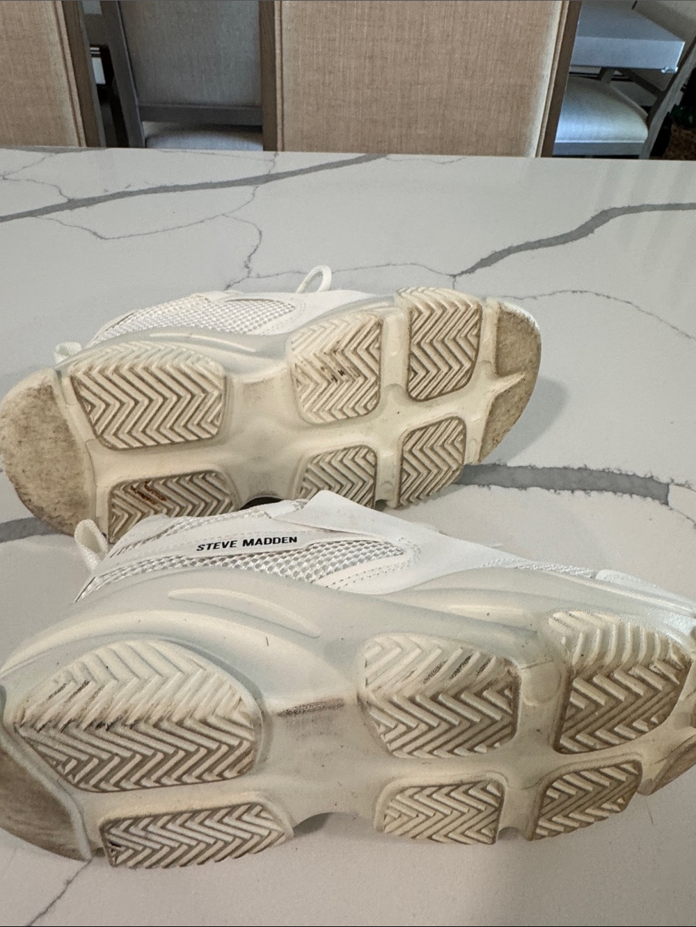 Steve Madden Cream/White Chunky Mesh Sneakers - Picture 5 of 6